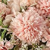 JARELING Peonies Artificial Flowers in Vase, Fake Hydrangea Silk Peony Flower Bouquet with Vase Faux Flowers Arrangement Decor Home Table Dining Room (Pink)