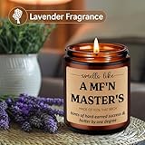 LEADO Graduation Candle - Masters Degree Graduation Gifts for Her, Him - Funny MBA Grad Present, 2025 Grad Gifts for Masters Students, Graduates, Women, Men - Lavender Scented Candles