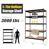 PrimeZone 2 Pack Storage Shelves 48" x 24" x 72" - 5 Tier Heavy Duty Adjustable Garage Storage Shelving, Metal Storage Utility Rack Shelf Unit for Warehouse Pantry Closet Kitchen, Black