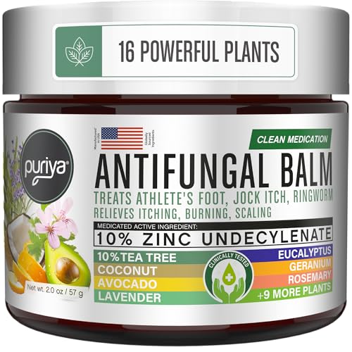 Puriya Clinically Proven Antifungal Cream for Skin Fungus, Extra-Strength Athletes Foot Cream Treatment, Jock Itch, Ringworm Treatment for Humans, Anti Fungal Itchy Skin Relief with Tea Tree Oil