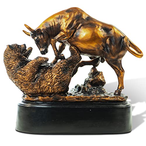 MEPERPER Bull and Bear Statue, Wall Street Bull Statue, Stock Market Gifts for Men, Gifts for Stock Market Lovers