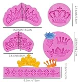 Crown Fondant Silicone Molds, 3D Princess Crown Chocolate Molds, Crown Shaped Lace Cake Border Decorating Baking Molds for Wedding Birthday Cupcake Topper Candy Gum Clay Resin DIY Craft Set of 5