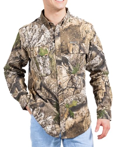 Realtree Men's Long Sleeve Button-Down APX Camo Shirts for Hunting, Hiking and Fishing, Size 3X-Large