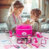 Doctor Kit for Kids Girls, 34 Pcs Kids Doctor Kit for Toddlers 3-5 with Medical Storage Bag & Real Stethoscope, Pretend Play Doctor Set for Fun Role Playing Game, Doctor Play for Kids Boys Girls