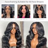 Curtain Bangs Face-Framing 9x6 Glueless Wigs Human Hair Pre Plucked Pre Cut HD Lace 200 Density Loose Body Wave Lace Front Wigs Human Hair Ready to Go Glueless Human Hair Wigs for Black Women 18 inch