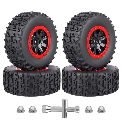 HobbyPark 12mm Hex PreGlued 1/10 RC Short Course Wheels and Tires Set for Traxxas Slash 2wd 4X4 VXL BL-2S Redcat Blackout SC Pro TR10, Losi 22S SCT 2S 3S 4S Lipo Brushless Systems (Style C)