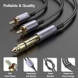 MOSWAG Gold-Plated 6.35mm 1/4 inch Male TRS Stereo Plug to 2 RCA Phono Male Audio Y Splitter Cable,Connector Wire Cord Plug