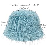 Women's Faux Fur Bucket Hats Winter Fluffy Warm Ladie's Plush Solid Color Fisherman Cap(Blue)