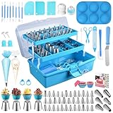 Cake Decorating Tools Supplies Kit: 236pcs Baking Accessories with Storage Case - Piping Bags and Icing Tips Set - Cupcake Cookie Frosting Fondant Bakery Set for Adults Beginners or Professional, Blue