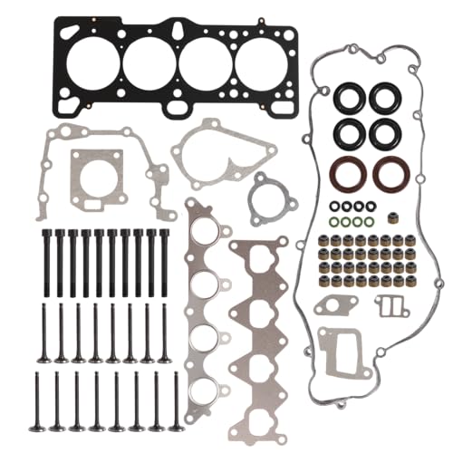 HS26224PT-1 Cylinder Head Gasket Set with Head Bolt & Intake & Air-Out Valve Kit, Compatible with Hyundai Accent for Kia Rio 1.6L DOHC 16v 2006-2011#OE HS26224PT-2, 22311-26101, 10813, 13047