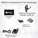 Plantronics Voyager 5200-UC for Bluetooth Headset Earpiece Bundle 206110-101 - for Smartphones, PC, iOS, Mac, Tablet, Incl. Charging Case + Charging Cable + USB Dongle + USB A-C + Microfiber Cloth