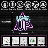 Horseneon Level Up Neon Sign for Wall Decor, Game Neon Lights Signs, Creative LED Light up Signs with USB Powered for Game Room, Game Zone