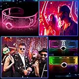 HyDren 12 Pairs LED Visor Glasses Light up Glasses Futuristic Glasses 6 Modes Honeycomb Neon Luminous Glasses Men Women Adults Rave Cosplay Bar Mardi Gras Party 6 Styles