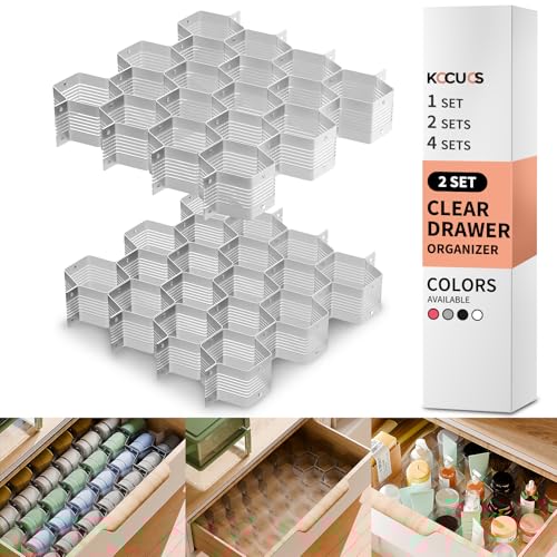 Kocuos Honeycomb Separator Adjustable Drawer Organizer Divider for Underwear Belt-Scarf Socks Organizer (Gray(2pcs))