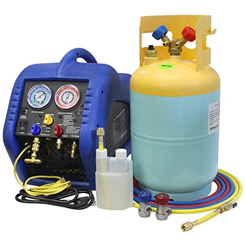 Mastercool 69110 Automotive A/C Recovery System – SAE J2810 Certified, 30 lb DOT Tank, 1/2 HP Oil-Less Compressor, Automatic Shut-Off, Compatible with R134a, R12, R22, R410A