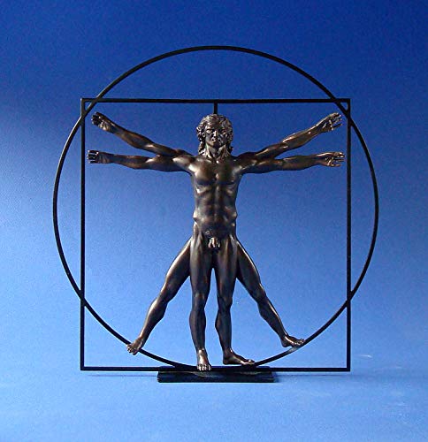 Parastone - DaVinci Vitruvian Man Sculpture - Bronze - Resin, Metal - Small ( 8.5"H x 8.5"W x 1.75"D)