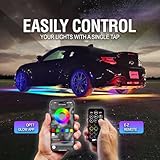 OPT7 Aura DreamColor Underglow Chasing Lights for Car with APP & Remote Control, Waterproof Rigid Aluminum LED Light Bar, Exterior Neon Accent Underbody RGBIC Light Kit, Multi Colors Music Mode, 12V