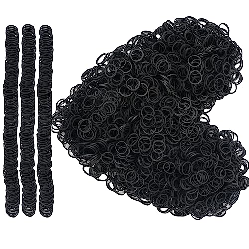 AIWOQI Rubber Bands mini 2000pcs rubber band black 0.5inch small Rubber Band Mini Soft Elastic Bands for Braids Diameter 13mm rubber bands for Office Supplies School