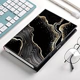 ZXHQ Marble Diary for Girls with Lock, Hidden Password Writing Travel Diary Hardcover Leather A5 Lined Notebook Black（8.5 x 5.9 inch）