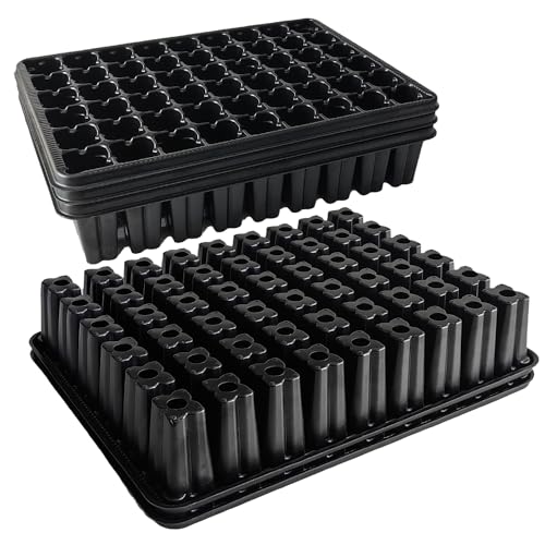 RooTrimmer 54 Cell Seed Starter Trays, 2.8" Deep Plug Tray Seedling for 1015 Nursery Tray, Super Thick Reusable Trays for Easy Transplantation (11.14inch ×14.6 inch, 5-Pack)