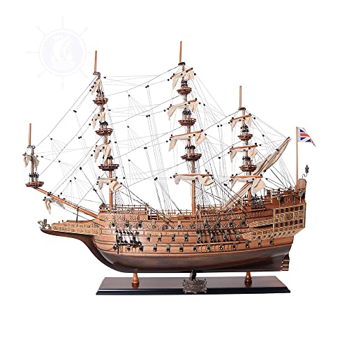 Old Modern Handicrafts Museum-Quality Wooden Model Ship HMS Sovereign of The Seas - 37L x 12W x 35H Inches