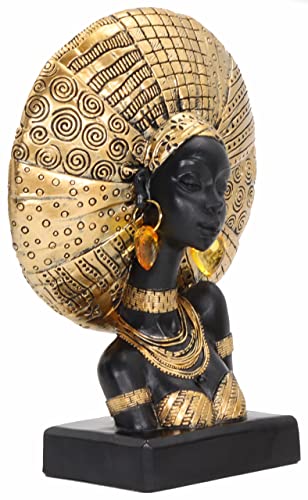 African Statues for Home Decor, Sculptures Decorations for Living Room, 10'' African Lady Art Bust Figurines, Black Vintage Aesthetic Ornament for Shelf and Tables, Décor Accents Gifts for Women