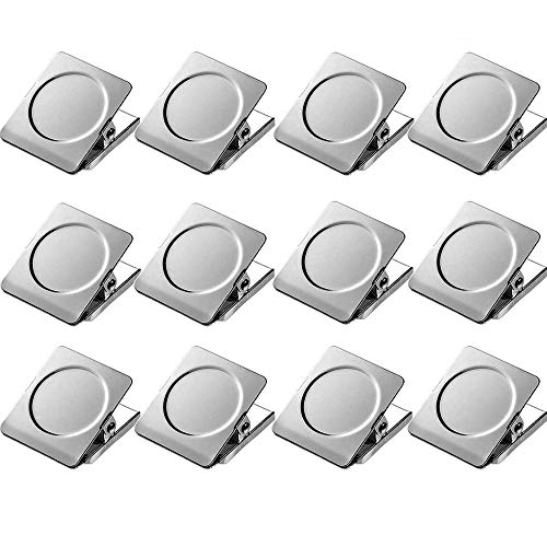 Magnetic Clips 1.5 inch, 12 Pack Heavy Duty Magnet Metal Clips for Hanging, Strong Magnet Clips for Whiteboard, Fridge, Classroom, Refrigerator