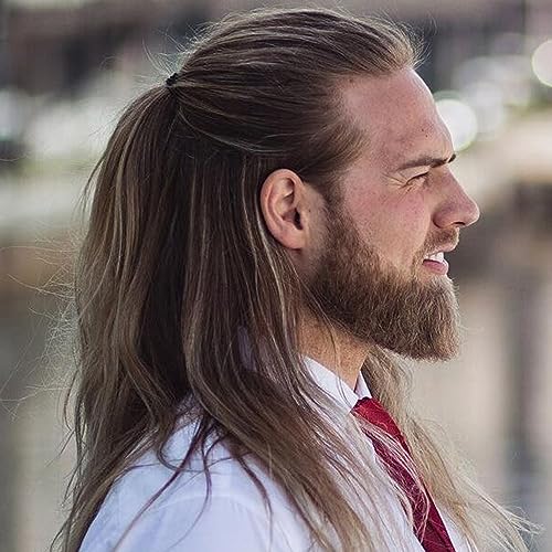 Voloria 12" Long Hair Men's Toupee Hair Replacement Systems Swiss Lace Front Natural Hairline Hairpieces Thin Skin PU V-looped 10"x8" Straight Hair(#4 Medium Brown Color)