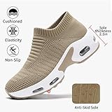 Women Walking Shoes Mesh Sneakers for Women Non Slip Shoes for Women Slip on Sock Sneakers Women Girls Nurse Loafers Light Weight Air Cushion Running Work Shoes Brown