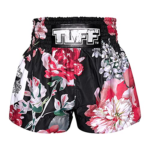 Tuff Sport Muay Thai Shorts Boxing Shorts Traditional Styles MMA Workout Kickboxing (M, TUF-MS655-BLK)