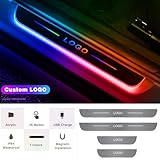 4 Pcs Custom Led Door Sill Lights,Customized Wireless Car Courtesy Welcome Lamp with Logo or Text,Wiring-Free Car Door Pedal Pathway Lights,Auto-Sensing Colorful Car Decorative Ambient Lighting Car