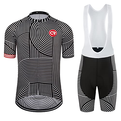 Coconut Ropamo CR Men's Cycling Jersey Set Biking Road Bike Jersey Bib Shorts with 4D Padded Cycling Clothing Set for Men (1018, XL)