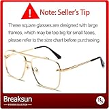 Breaksun Aviator Sunglasses - Vintage Diamond Cutting, Gradient Lens - Gold Frame, Clear Lens