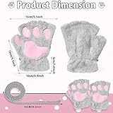 SATINIOR 4 Pairs Fingerless Cat Paw Gloves Mittens Half Finger Paw Gloves Winter Plush Mittens for Kids Adult Costume