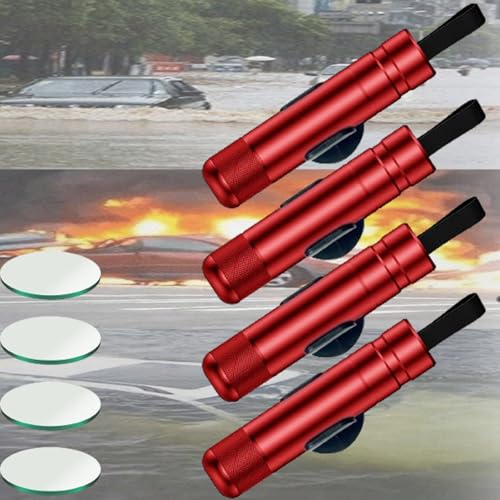 Beamlab Life Hammer, Emergency Escape Tool with Seatbelt Cutter & Window Breaker, Car Safety Hammer for Auto Rescue (4pcs-red)