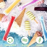 Hoolerry 600 Pcs Disposable Ice Mold Bags with 1 Silicone Funnel Freezer Tubes with Zip Seals Candy Ice Mold Yogurt Tubes Pouch for Snack Juice Fruit Smoothies Party Favor (2.2 x 11 Inch)