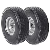 AR-PRO (2-Pack) 10-Inch Solid Wheel Replacement - 4.10/3.50-4 Flat Free Tire and Wheel with 5/8 extra 3/4 &1/2 Bearings and 2.2" Offset Hub - Compatible with Hand Truck, Generator, Gorilla Carts