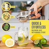 Large Lemon Squeezer Stainless Steel Press - Non-Slip Grip, Heavy Duty, Manual Design - Effortless Pro-Grade Lemon, Lime, Orange, and Citrus Fruit Hand Held Lemon Juicer Squeezer - No Seeds, Max Juice