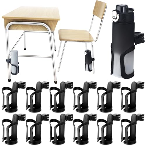 12 Pcs Water Bottle Holder for Classroom Desk Cupholder Back to School Gift for Student Anti-Spill 360° Rotating Water Bottle Holder for Desk Chair to Hold Coffee Cups for Office Classroom