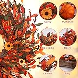 25" Fall Wreaths for Front Door, Passional Daisy Pumkin Wreath for Thanksgiving Harvest Front Door Wreath Decor, Farmhouse Outdoor Wedding