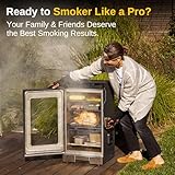 EAST OAK 30" Electric Smoker, Outdoor Smoker with Glass Door and Meat Thermometer, 725 Sq Inches of Cooking with Remote, 4 Detachable Racks Smoker Grill for Party, Home BBQ, Night Blue