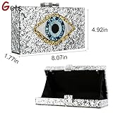 Acrylic Purses and Handbags for Women Eyes Multicolor Perspex Box Clutch Elegant Banquet Evening Handbags Crossbody Bag (Silver)