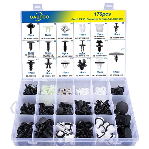 OAUTOO 170pcs for Ford F150 Body Interior and Exterior Retainer Fastener Clip Assortment