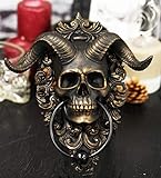 Ebros Sabbatic Goat of Mendes Samael Lilith Baphomet Horned God Skull Hanging Door Knocker with Built in Striker Plate Wall Decor Plaque with Lace Filigree 9.5" High