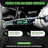 Hilmor 1963826 Digital Adjustable Torque Wrench for Mini-Split, HVAC Tools and Equipment, Digital LCD Screen, Light and Sound Indicators