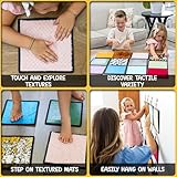 Textured Sensory Mats for Special Needs Kids - 8" Colorful Fidgeting Tactile Sensory Toys for Learning, Stimulation & Play - Sensory Mat Set with Adhesive Hooks for Wall Hanging & Tote Bag - 12 Pack