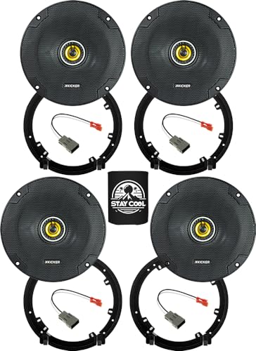 KICKER Speakers 6.5 inch for Honda Accord 2008-2022 Upgrade Kit - 4 Pack of CS Series with Adapters and Harness, Coaxial 6 1/2 Car Audio Front and Rear Door/Deck Speaker CSC65, 46CSC654