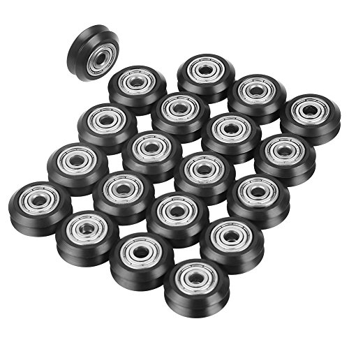 POM Plastic Pulley Wheels with Bearings for Europe Standard 2020 Profile, Double V Groove Passive Perlin Wheel Linear Roller Guide Rollers for 3D Printer CNC Router (20-Pack)