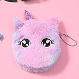 TUCEWP 2Pcs Unicorn Coin Purse Cute Pink Wallet Plush Cartoon Coin Pouch Bling Gradient Purse Small Cosmetic Bag with Zipper Unicorn Earphone Purse Change Pouch Birthday Gifts for Women Teen Girls