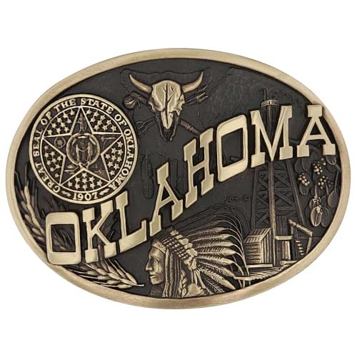 Montana Silversmiths Attitude State Heritage Oval Antiqued Patina Western Belt Buckle